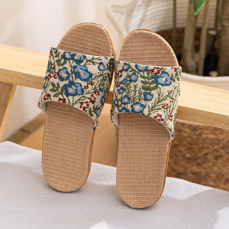 Chaussons antidérapants à semelle souple et motif floral