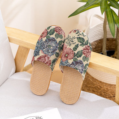 Chaussons antidérapants à semelle souple et motif floral
