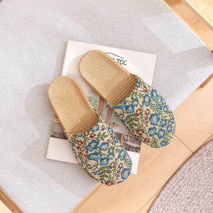 Chaussons antidérapants à semelle souple et motif floral
