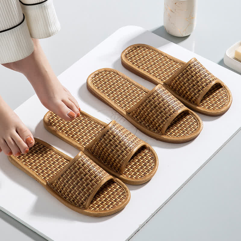 Chaussons en rotin respirants et antidérapants pour couples