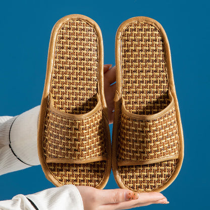 Chaussons en rotin respirants et antidérapants pour couples