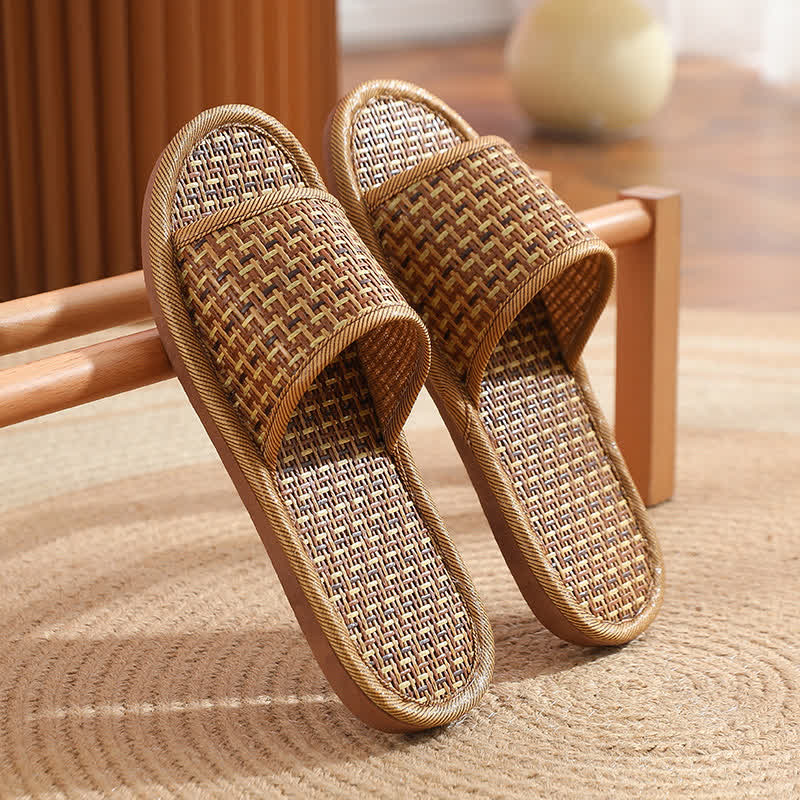 Chaussons en rotin respirants et antidérapants pour couples