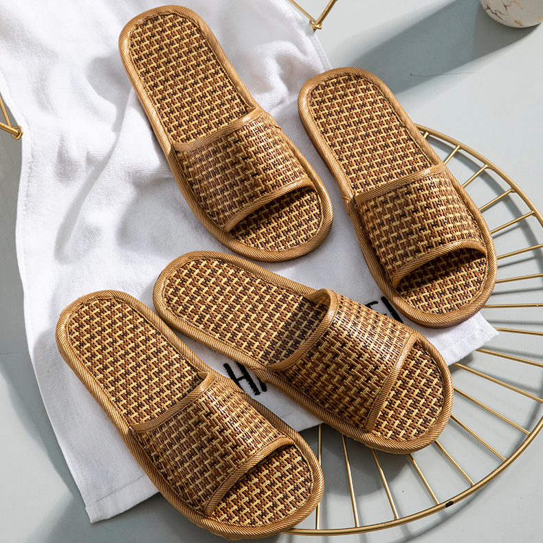 Chaussons en rotin respirants et antidérapants pour couples