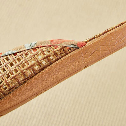 Chaussons en lin tissé avec nœud en rotin
