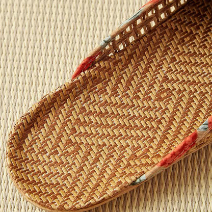 Chaussons en lin tissé avec nœud en rotin