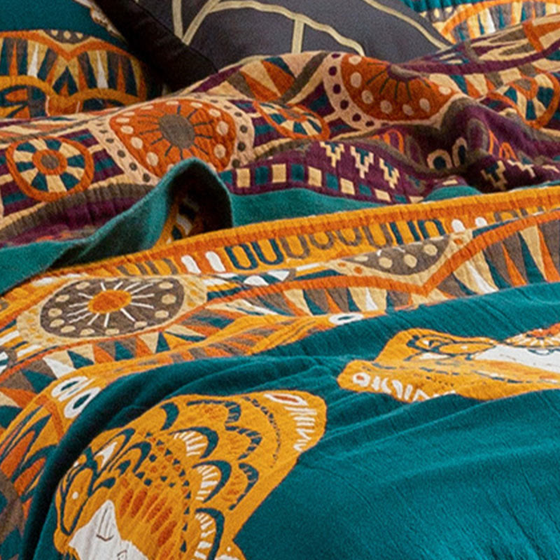 Couette d'été réversible en coton à motif éléphant Ownkoti