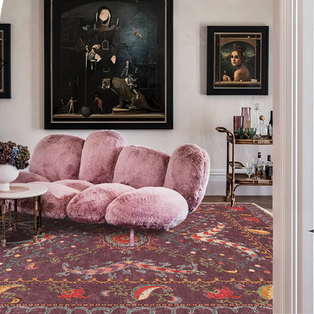 Tapis lavable, durable et antidérapant au style cachemire rétro