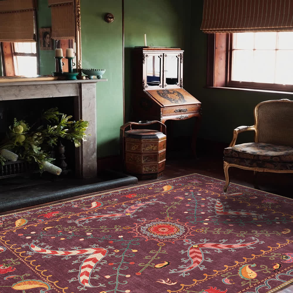 Tapis lavable, durable et antidérapant au style cachemire rétro