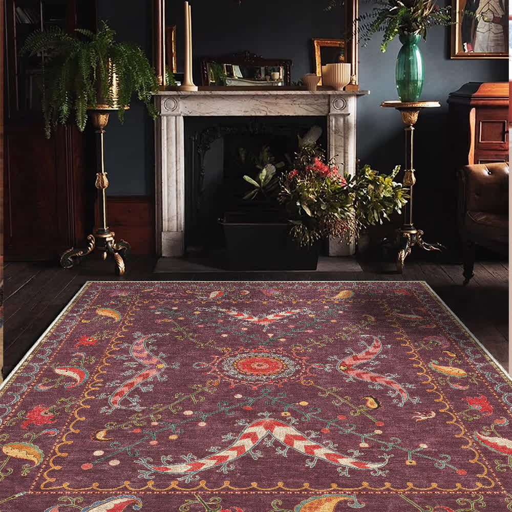 Tapis lavable, durable et antidérapant au style cachemire rétro