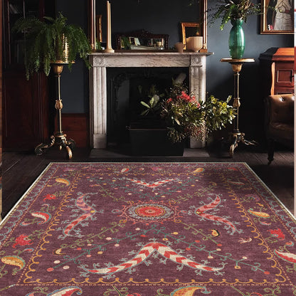 Tapis lavable, durable et antidérapant au style cachemire rétro