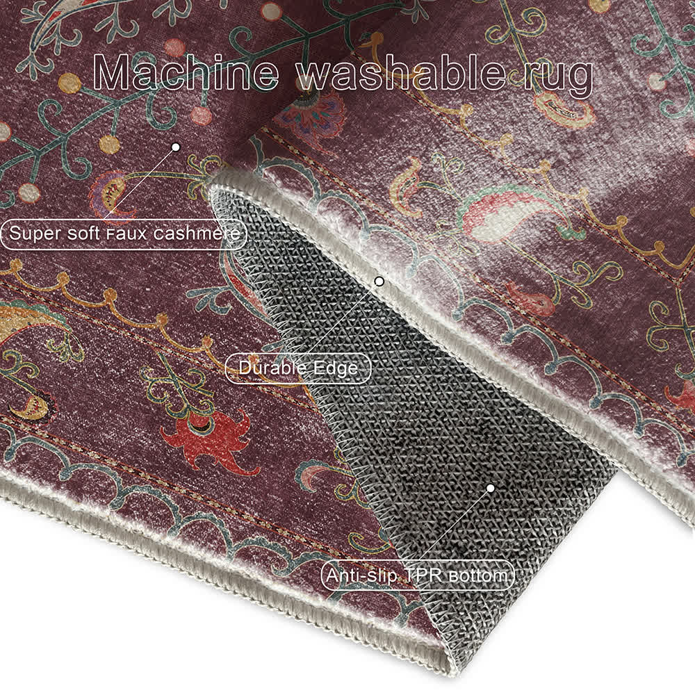 Tapis lavable, durable et antidérapant au style cachemire rétro