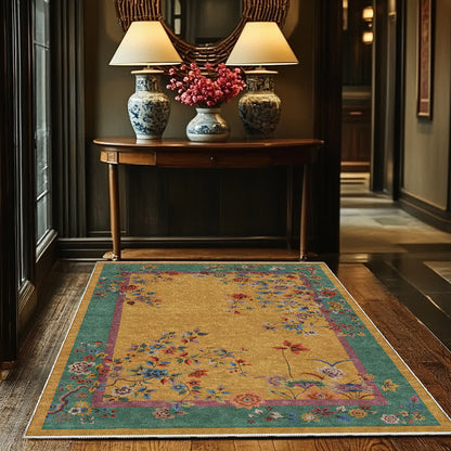Tapis antidérapant lavable à motif floral vintage