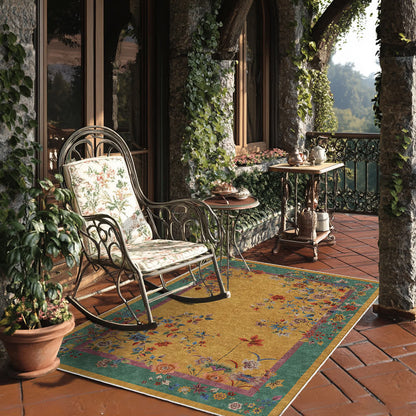 Tapis antidérapant lavable à motif floral vintage
