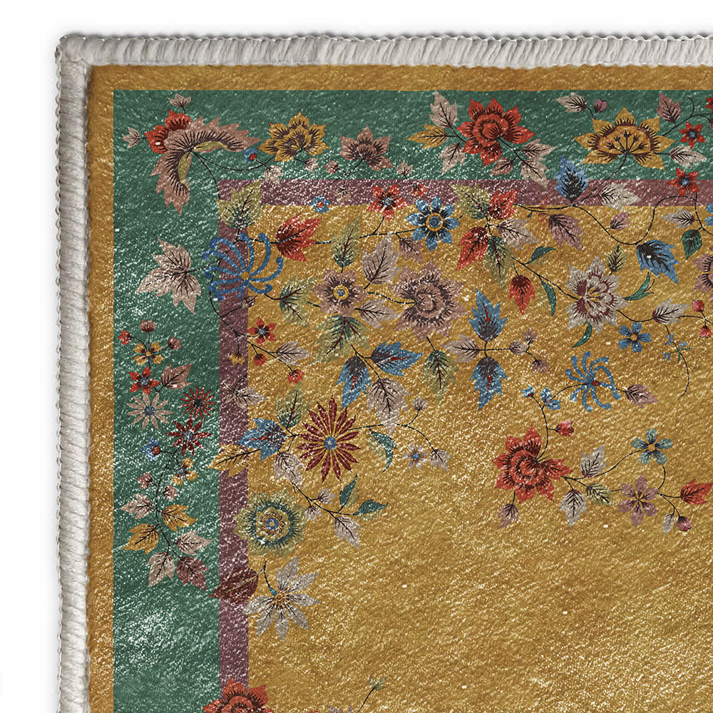 Tapis antidérapant lavable à motif floral vintage