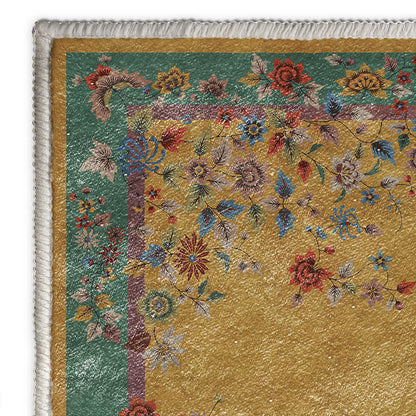 Tapis antidérapant lavable à motif floral vintage