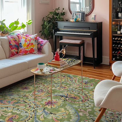 Tapis antidérapant d'intérieur et d'extérieur à motif cachemire ethnique