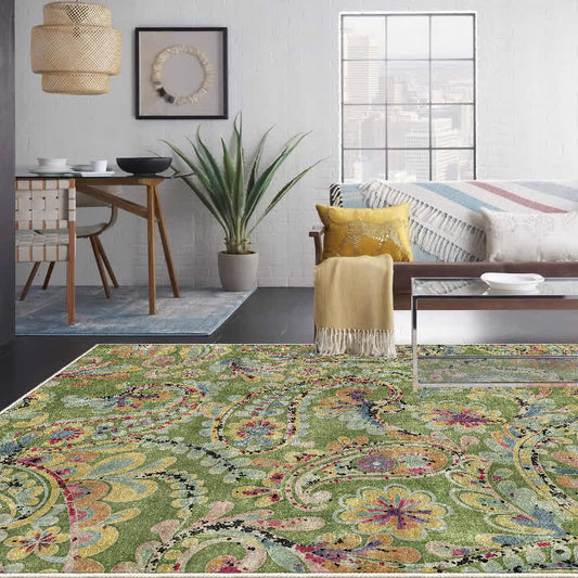 Tapis antidérapant d'intérieur et d'extérieur à motif cachemire ethnique