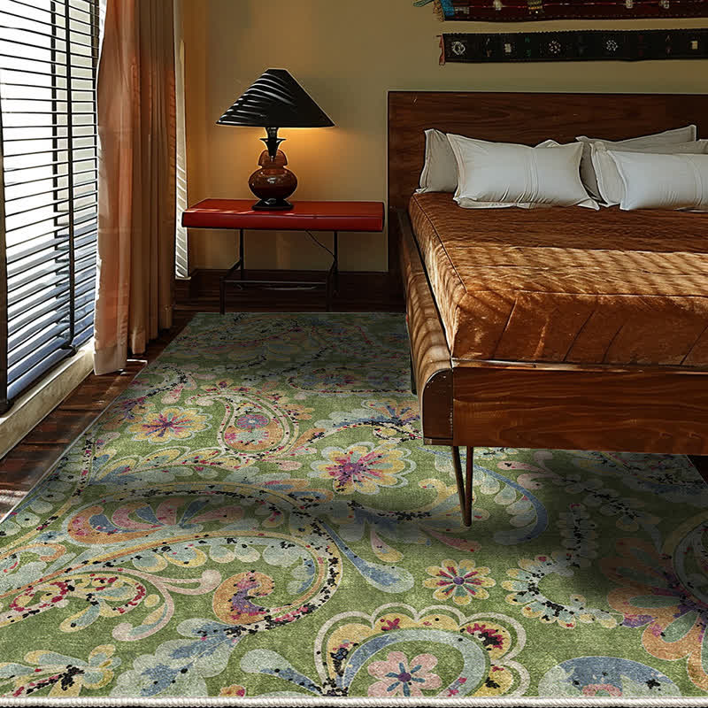 Tapis antidérapant d'intérieur et d'extérieur à motif cachemire ethnique