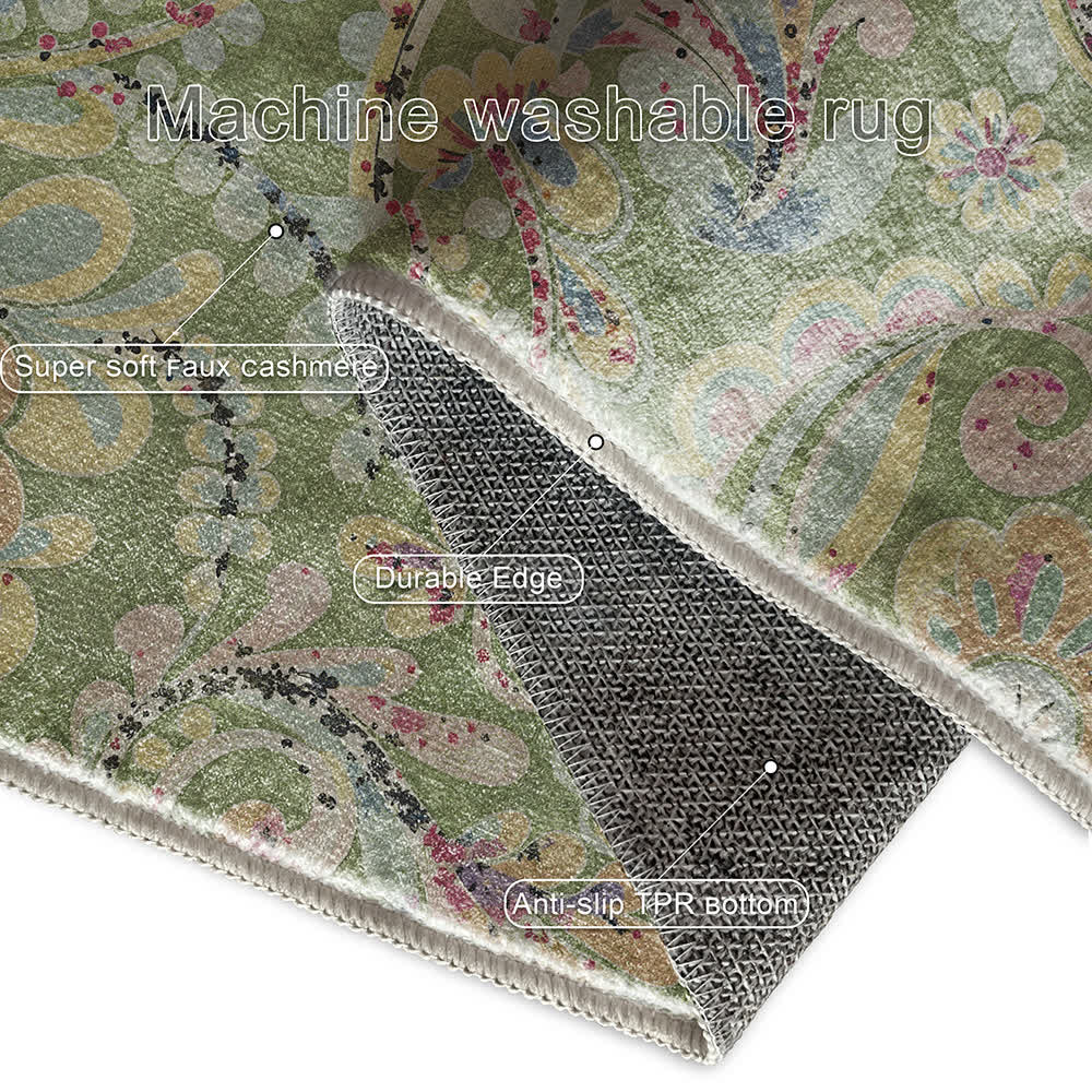 Tapis antidérapant d'intérieur et d'extérieur à motif cachemire ethnique