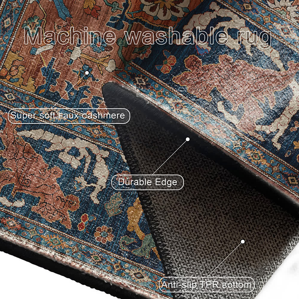 Tapis vintage antidérapant de style ethnique pour l'intérieur et l'extérieur