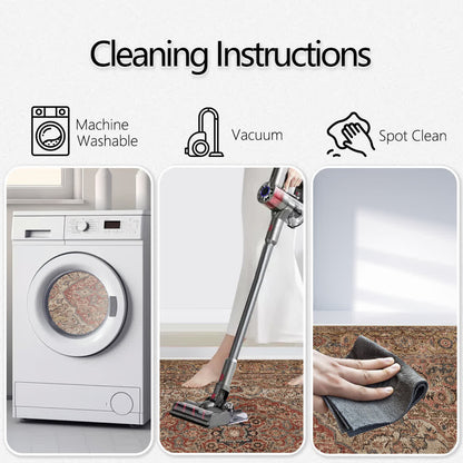 Tapis antidérapant et lavable de style ethnique persan