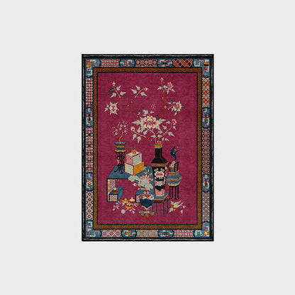 Tapis élégant, antidérapant et lavable avec vase à fleurs