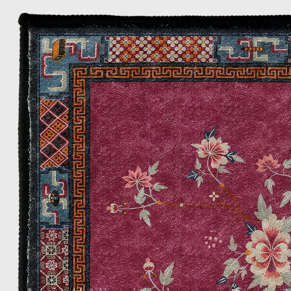 Tapis élégant, antidérapant et lavable avec vase à fleurs