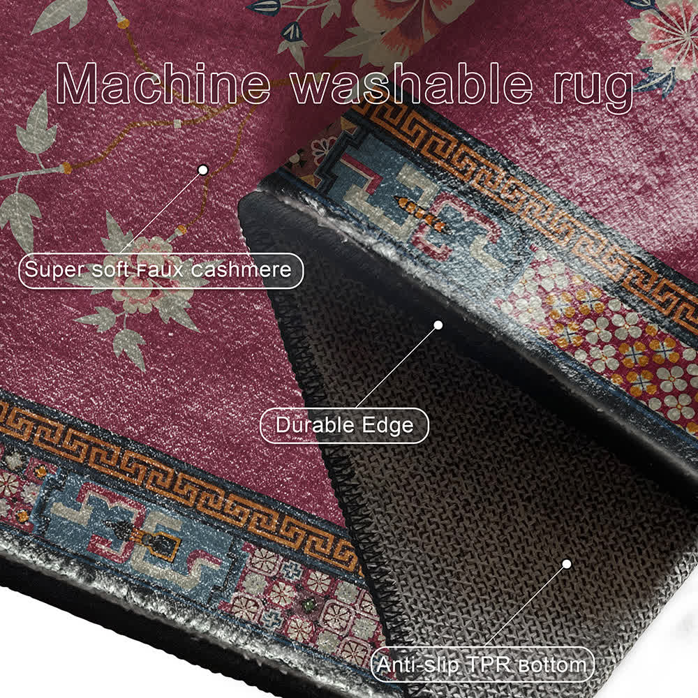 Tapis élégant, antidérapant et lavable avec vase à fleurs