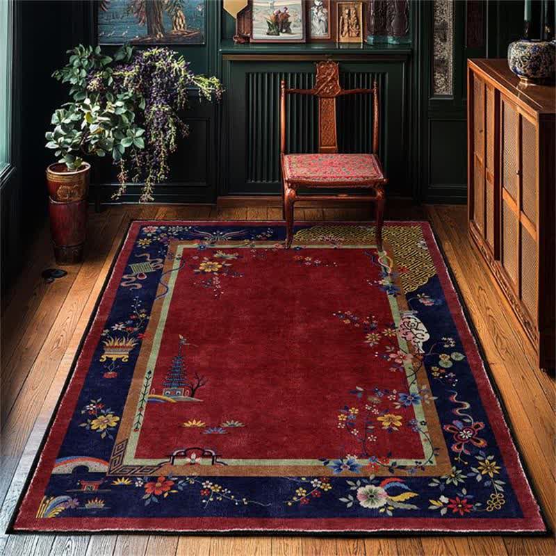 Tapis antidérapant et lavable avec des fleurs élégantes