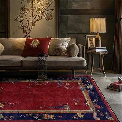 Tapis antidérapant et lavable avec des fleurs élégantes