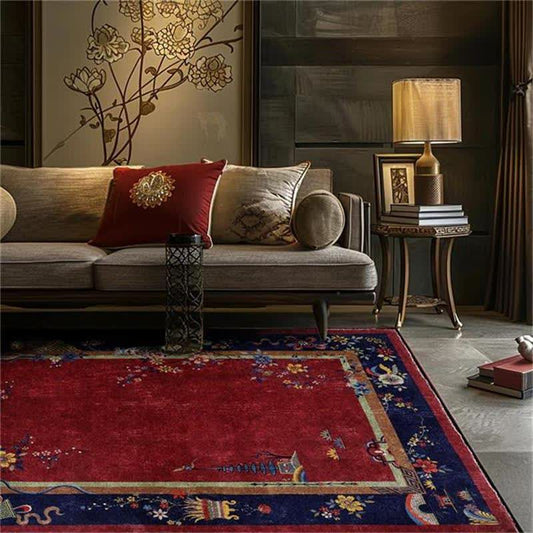 Tapis antidérapant et lavable avec des fleurs élégantes