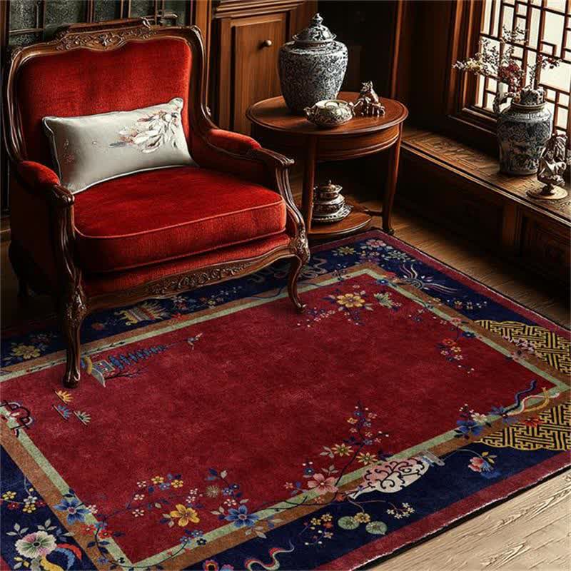 Tapis antidérapant et lavable avec des fleurs élégantes