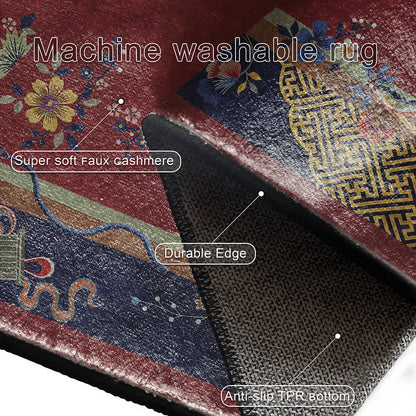 Tapis antidérapant et lavable avec des fleurs élégantes