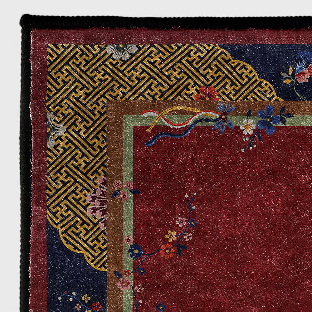Tapis antidérapant et lavable avec des fleurs élégantes