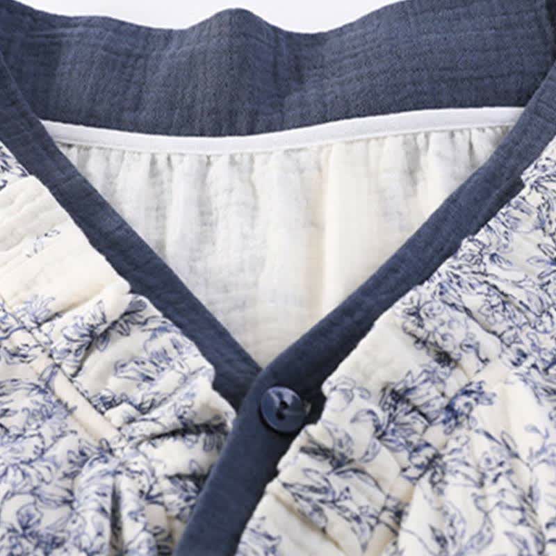 Chemise de nuit rembourrée de style campagnard avec ceinture à nouer et poche