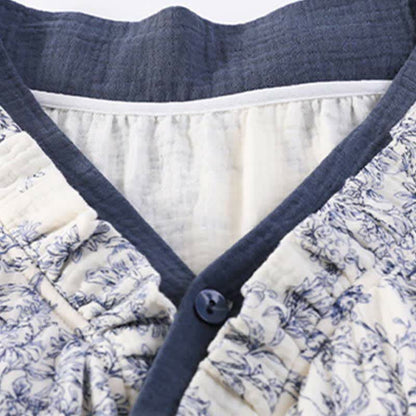 Chemise de nuit rembourrée de style campagnard avec ceinture à nouer et poche
