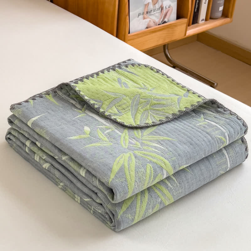 Couette réversible en gaze de coton imprimé bambou
