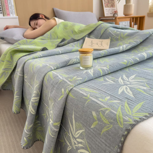 Couette réversible en gaze de coton imprimé bambou
