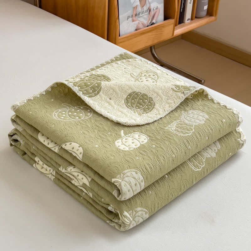 Couette réversible en gaze de coton à imprimé citrouille