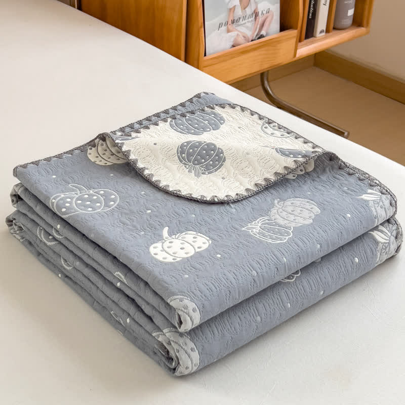 Couette réversible en gaze de coton à imprimé citrouille