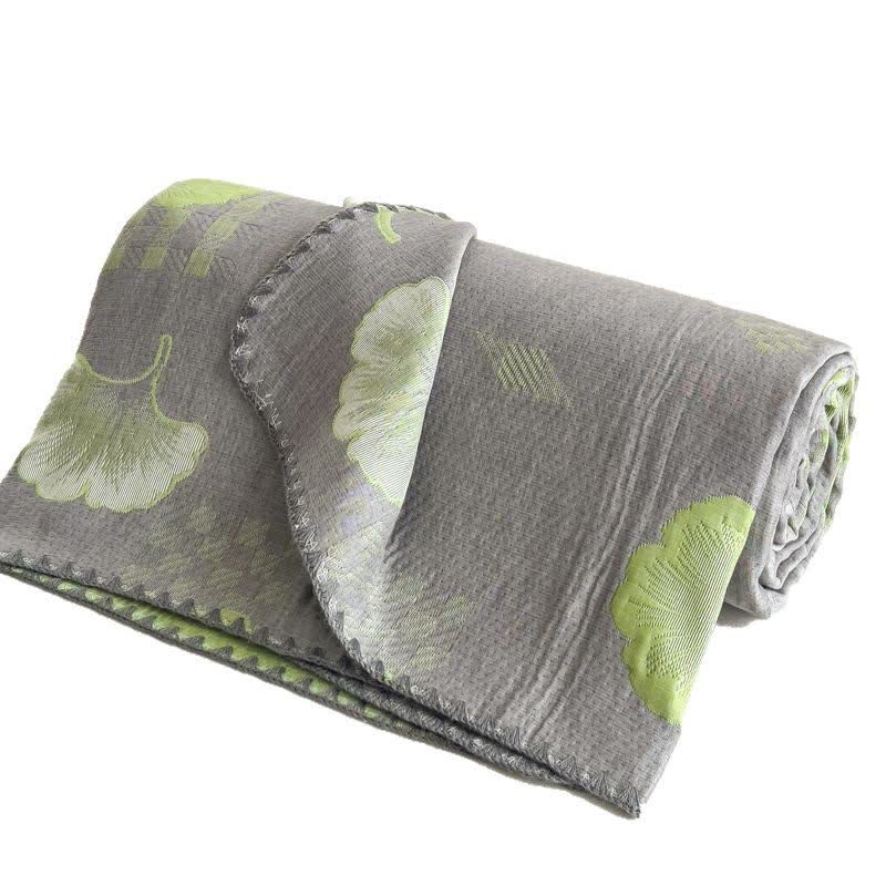Couette réversible en gaze de coton avec feuilles de ginkgo