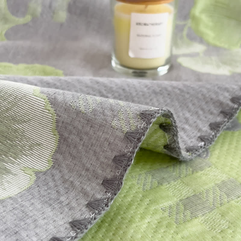 Couette réversible en gaze de coton avec feuilles de ginkgo