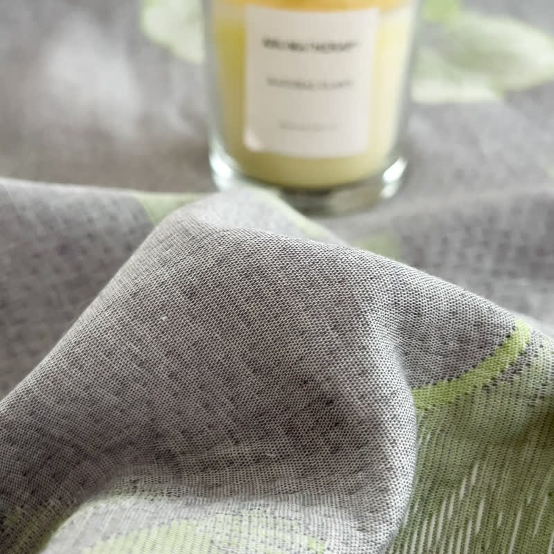 Couette réversible en gaze de coton avec feuilles de ginkgo