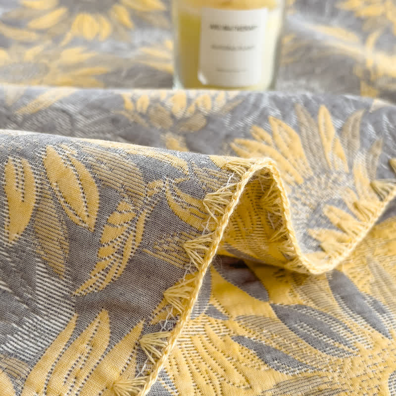 Couette réversible en gaze de coton à imprimé tournesol