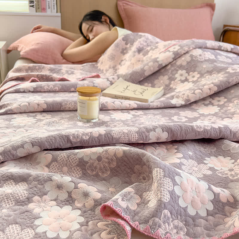 Couette réversible en gaze de coton « Fleur rurale »