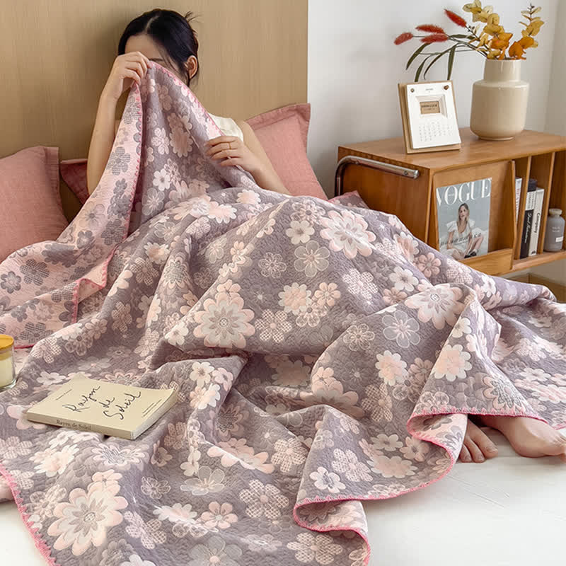 Couette réversible en gaze de coton « Fleur rurale »