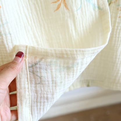 Chemise de nuit à manches longues en gaze de coton végétal avec poche
