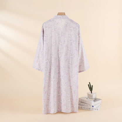 Chemise de nuit en gaze de coton à motif floral