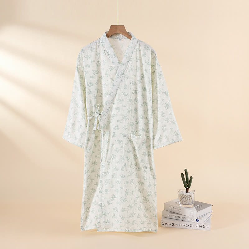 Chemise de nuit en gaze de coton à motif floral
