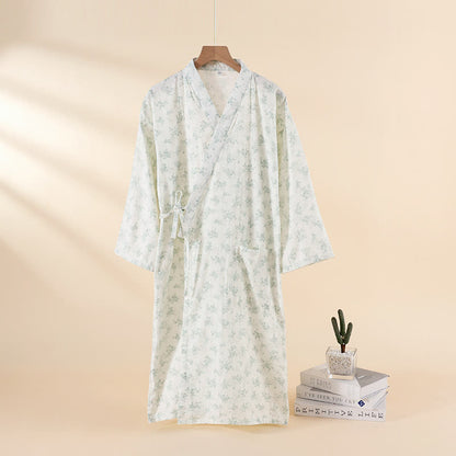 Chemise de nuit en gaze de coton à motif floral